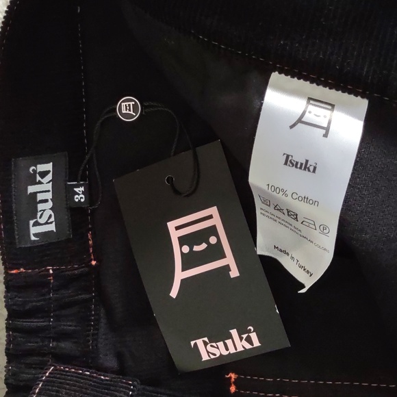 NWT TSUKI Market Size 34 Mischief Corduroy Trouser Spellout Leg Pants - Picture 3 of 15